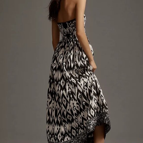 NWT Anthropologie size XS Payal Jain strapless dress maxi Black White Beaded - Picture 4 of 4